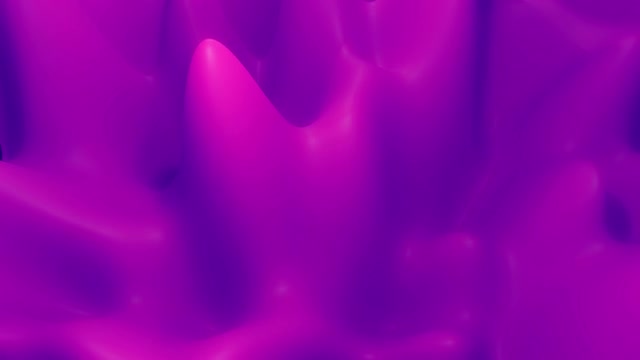 神奇的景观变化。4k抽象循环奇妙的背景，液体梯度的油漆与内部辉光形成山丘或山峰，在周期中平滑变化。紫色的视频素材画面2