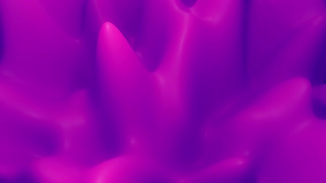 神奇的景观变化。4k抽象循环奇妙的背景，液体梯度的油漆与内部辉光形成山丘或山峰，在周期中平滑变化。紫色的视频素材画面3