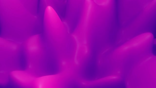 神奇的景观变化。4k抽象循环奇妙的背景，液体梯度的油漆与内部辉光形成山丘或山峰，在周期中平滑变化。紫色的视频素材画面4