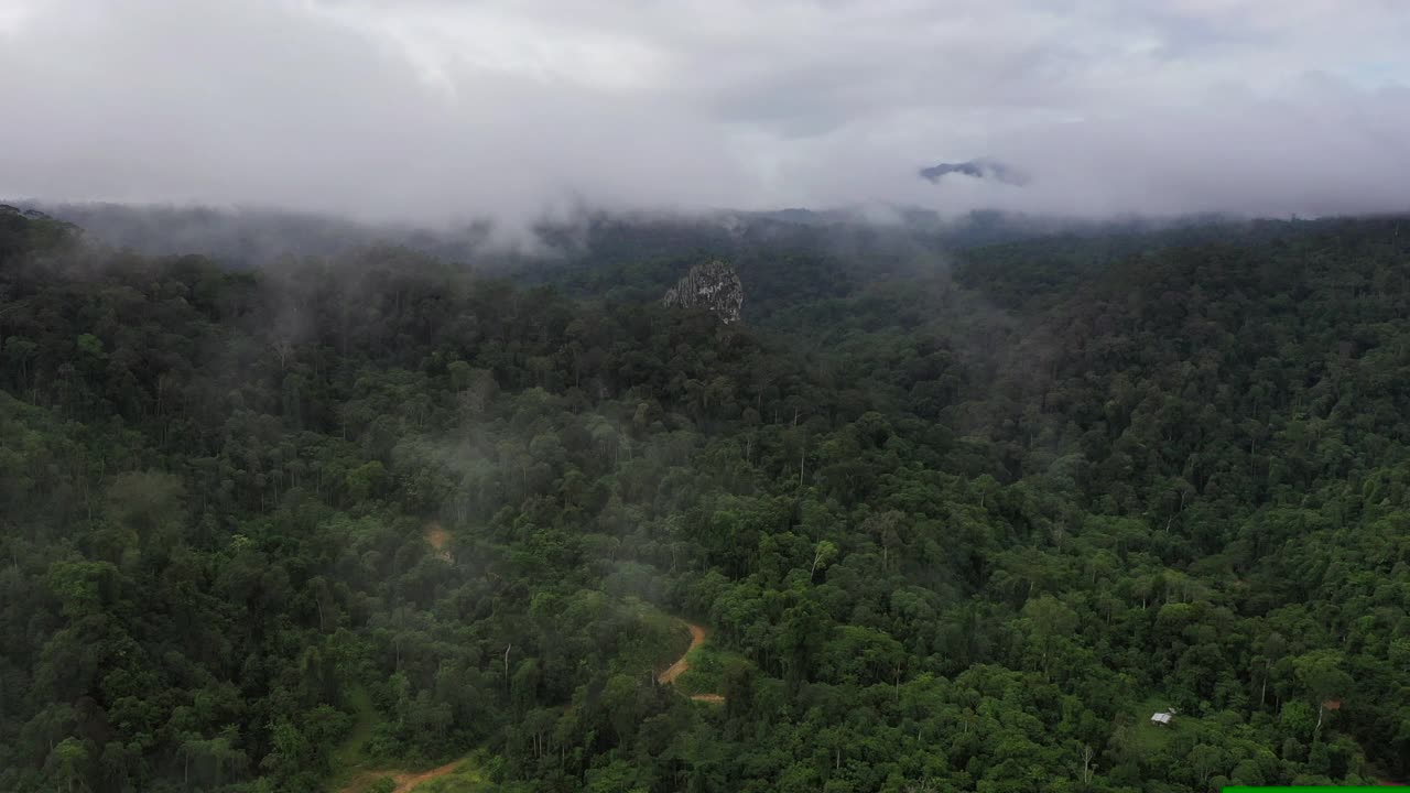 巴图蓬古尔鸟瞰图，是一个丛林顶部的石灰岩露头，布满洞穴。视频下载