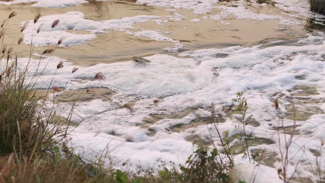 混浊的污水被污染的水从下水管排出视频素材