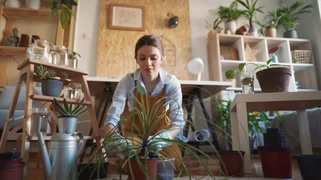 室内植物护理提供视频素材