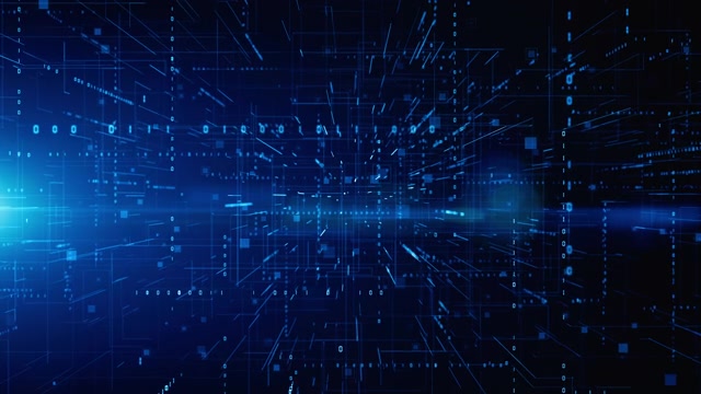 带粒子的数字空间和数字数据网络连接。高速连接与数据分析技术数字抽象背景概念。无缝循环。4 k视频素材画面4