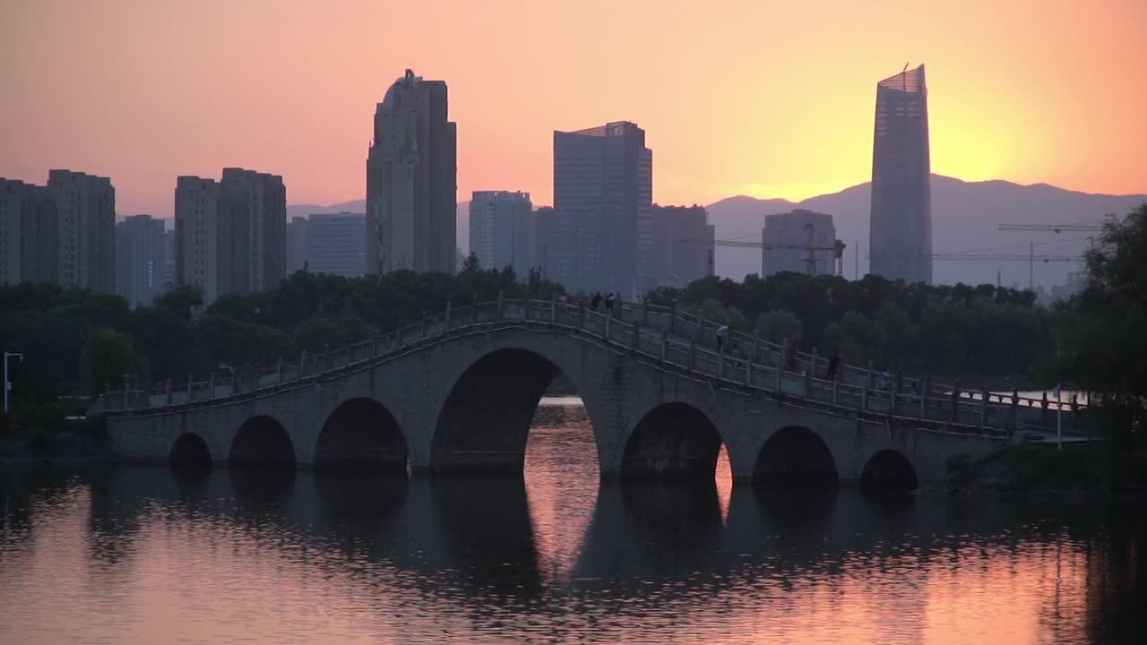 日落城市建筑风景视频素材