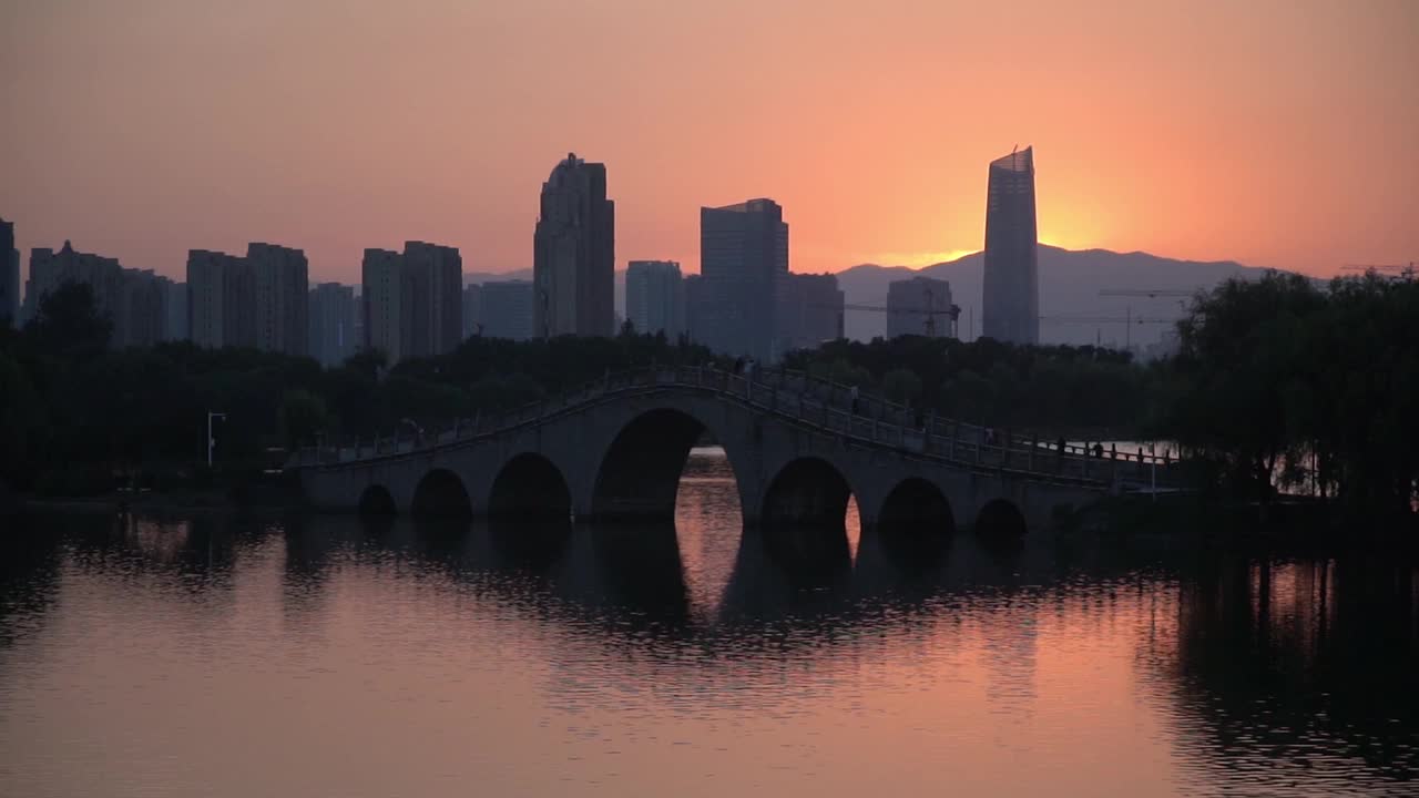 日落城市建筑风景视频素材