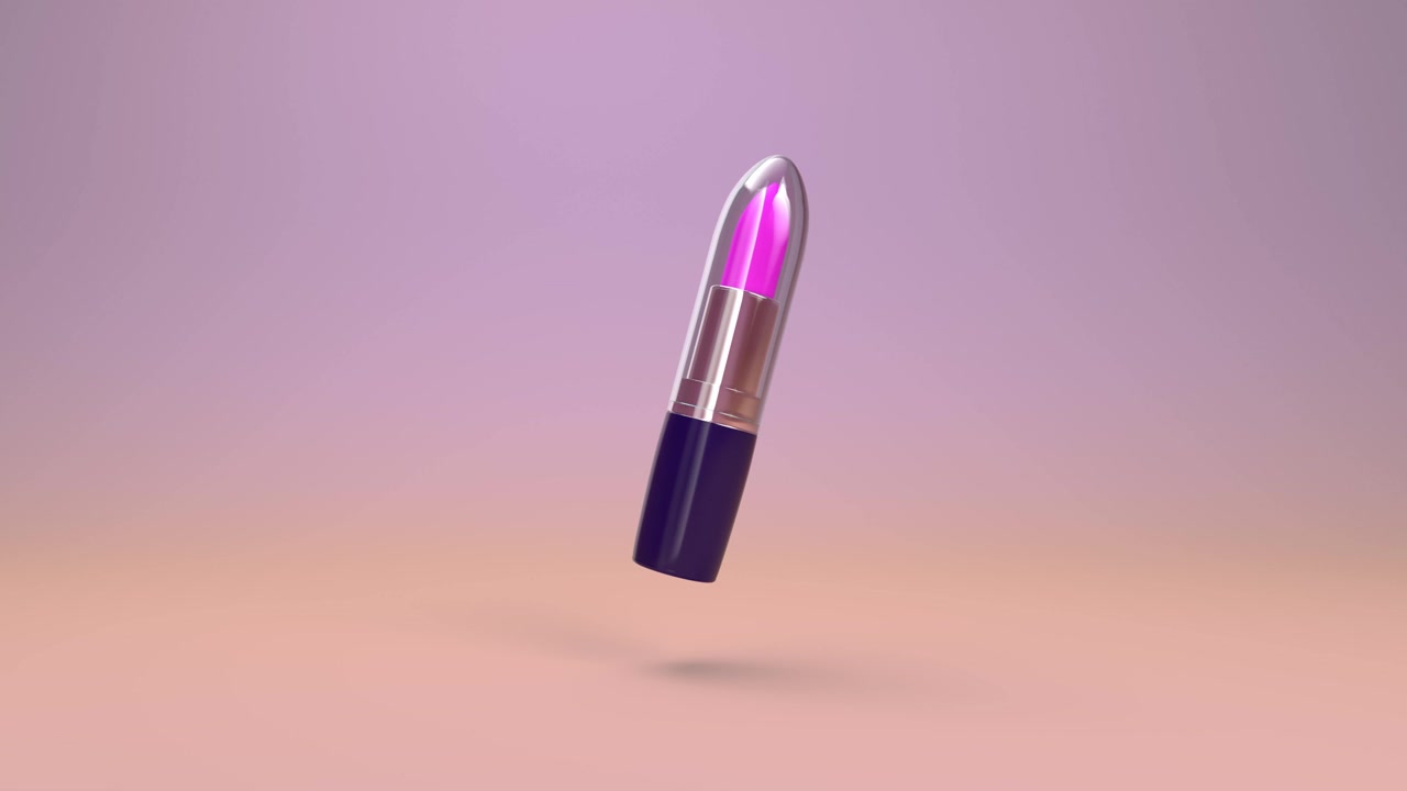 一个有趣的旋转唇膏的逼真渲染，用玻璃盖子关闭。视频素材画面1