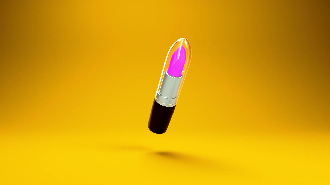 一个有趣的旋转唇膏的逼真渲染，用玻璃盖子关闭。视频素材画面4