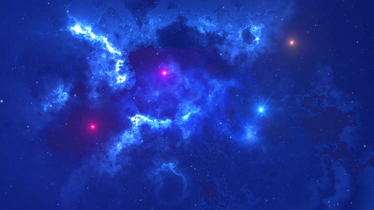 飞行在星云空间的动画。通过星星运动设计在高清。科学，星系，天文学，星尘粒子的视频。旅行通过空间剪辑网页，介绍，标志。视频素材画面2