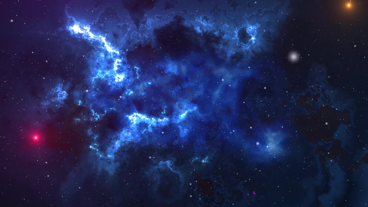 飞行在星云空间的动画。通过星星运动设计在高清。科学，星系，天文学，星尘粒子的视频。旅行通过空间剪辑网页，介绍，标志。视频素材画面4