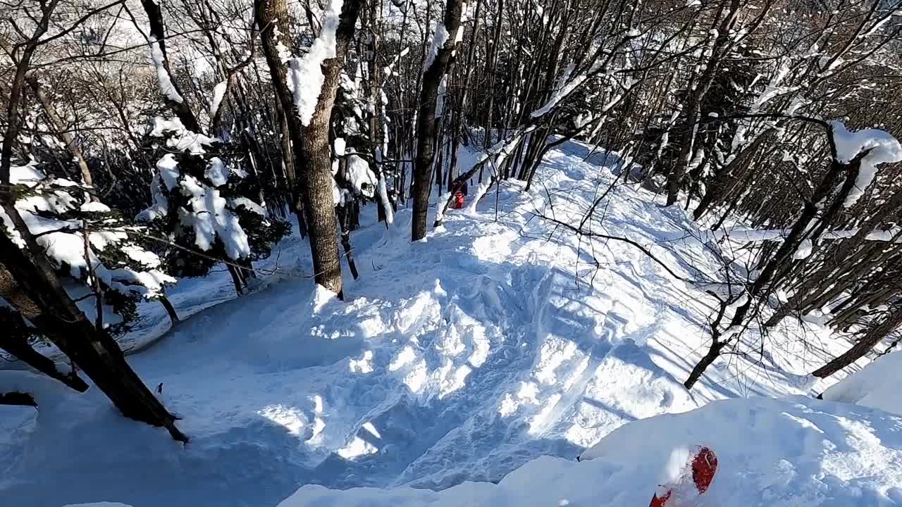 在意大利阿尔卑斯山免费滑雪，头盔POV视频素材