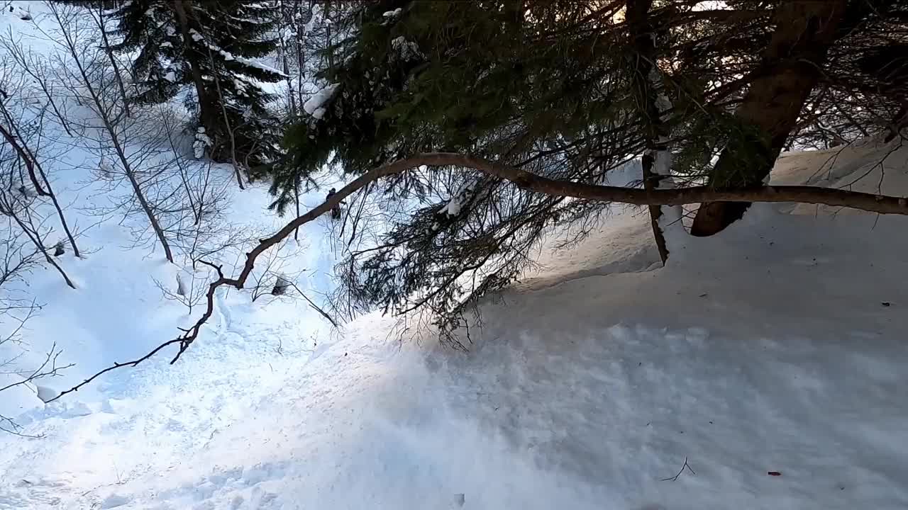 在意大利阿尔卑斯山免费滑雪，头盔POV视频素材