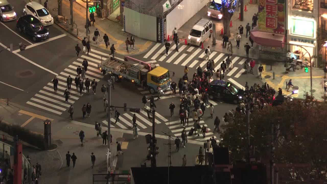 日本东京新宿街附近的人群视频素材