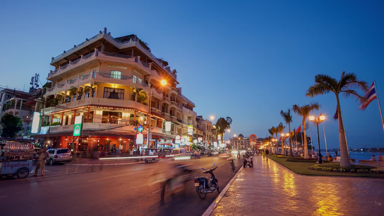 柬埔寨金边夜景视频素材