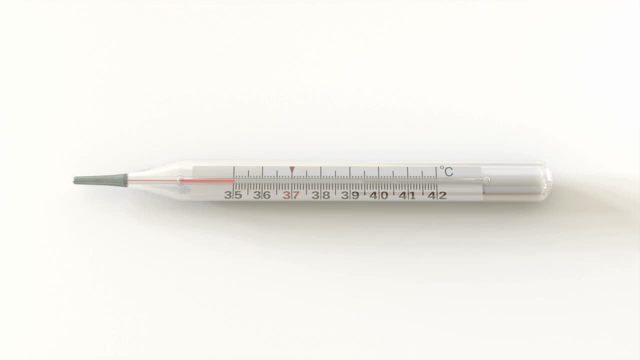 水平放置的温度计显示不断上升的温度。视频素材