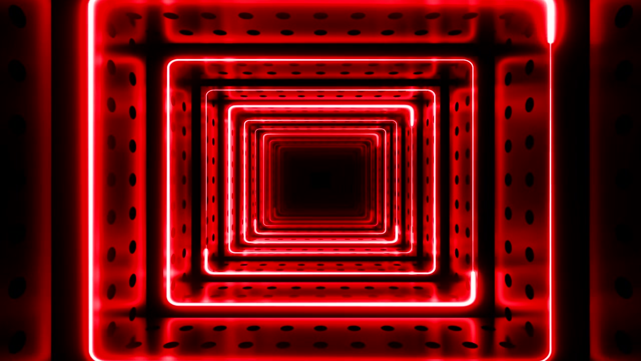 3D红色环路背景走廊视频素材画面4