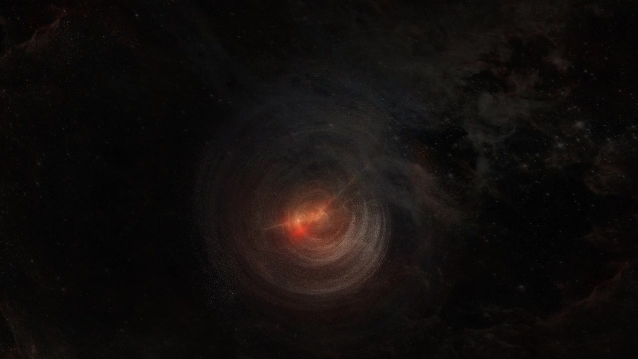 摘要太空飞行在黑暗的太空中飞向神秘的辉光星云。太空探索旋转的能量云。4K 3D艺术插画科幻太空探索旅行到外星星云。视频素材画面2