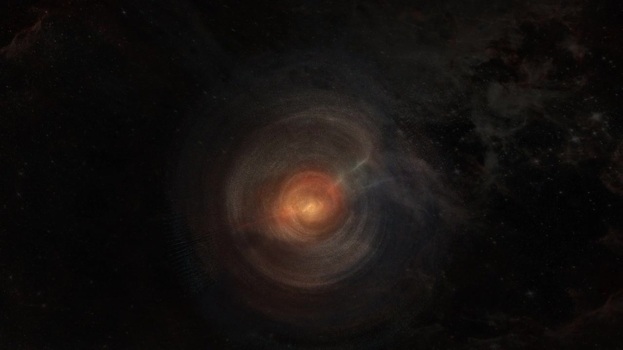 摘要太空飞行在黑暗的太空中飞向神秘的辉光星云。太空探索旋转的能量云。4K 3D艺术插画科幻太空探索旅行到外星星云。视频素材画面3