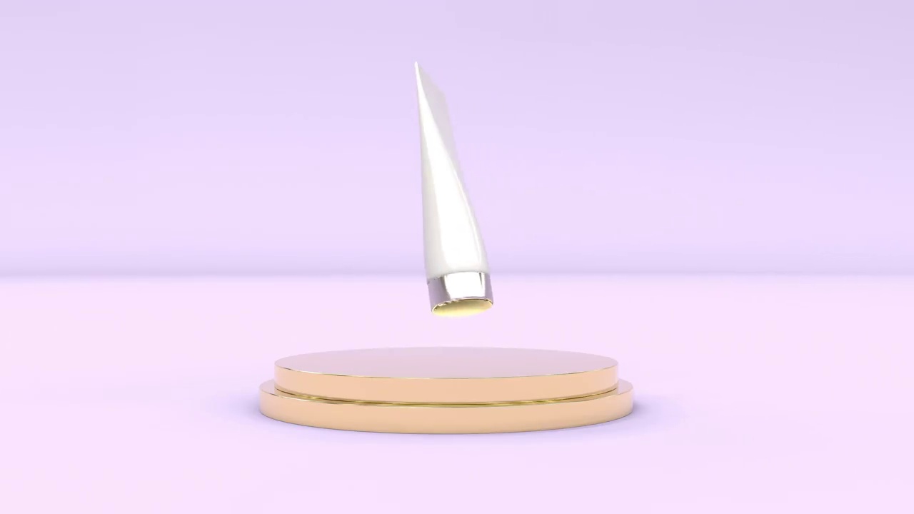 白色塑料管模型粉红色背金属讲台皮肤护理包化妆品3d渲染视频素材画面4