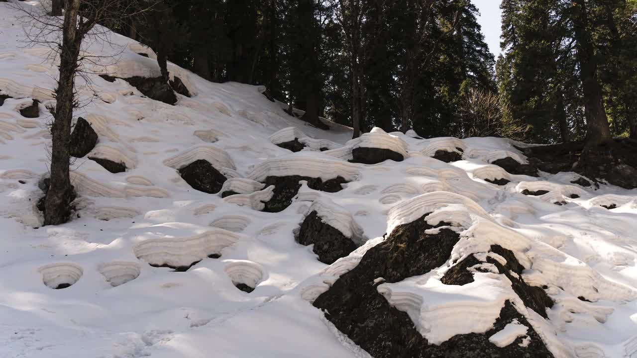 阳光在西姆拉喜马偕尔邦的雪上移动视频下载