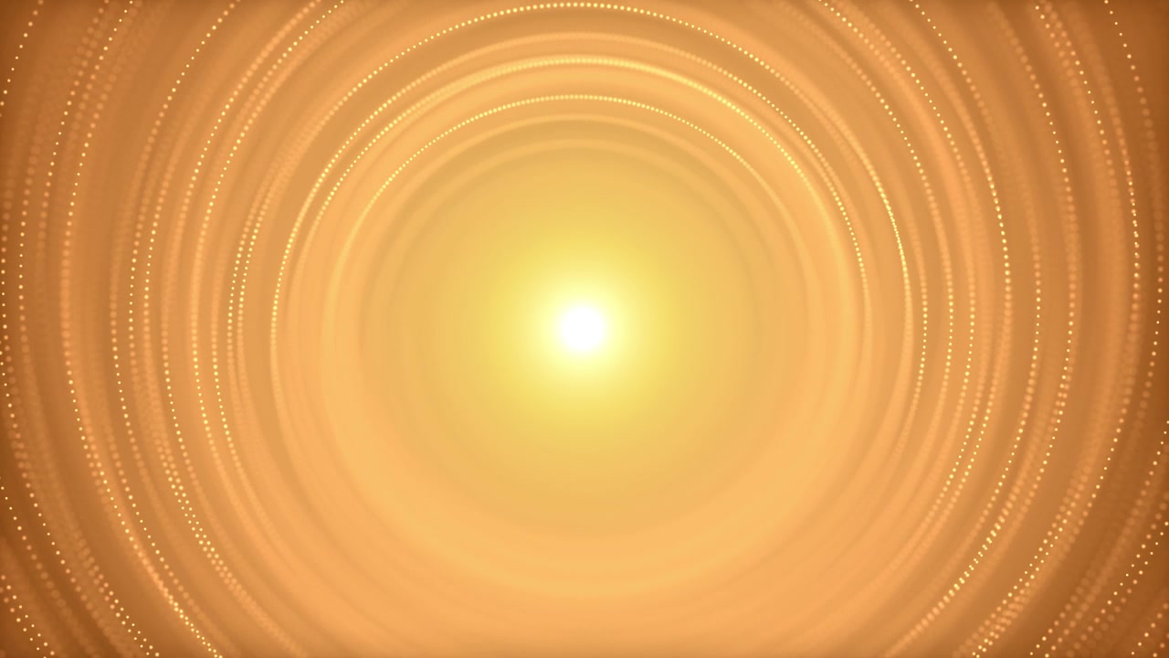 金色粒子条纹流隧道壮观运动，金色粒子条纹奢华。视频素材画面2