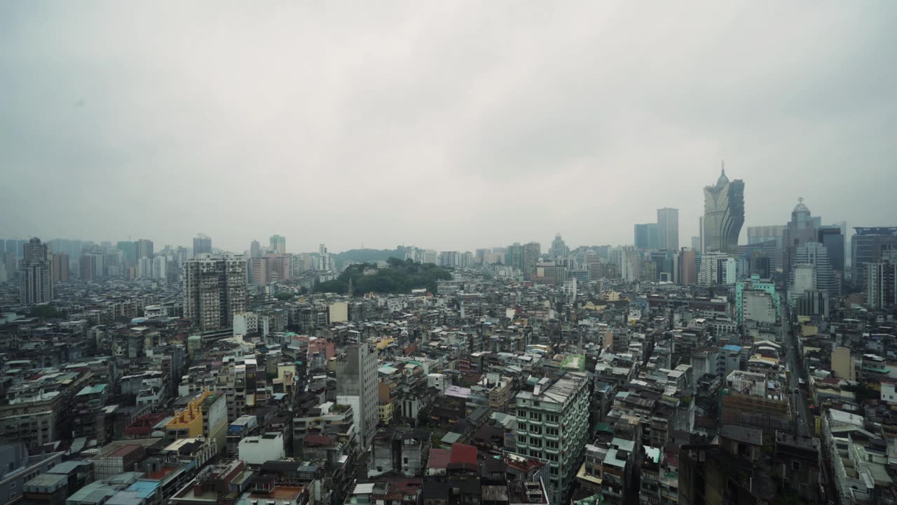 时间流逝，俯瞰澳门城市视频素材画面1