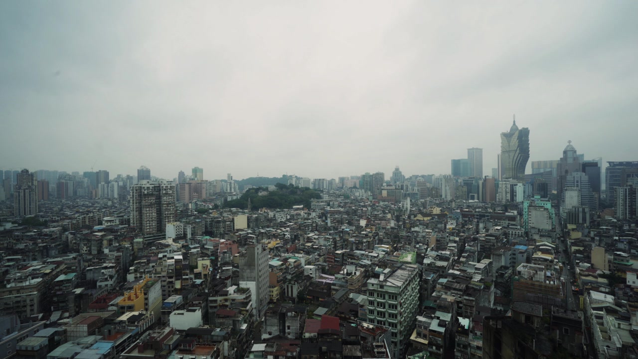 时间流逝，俯瞰澳门城市视频素材画面2