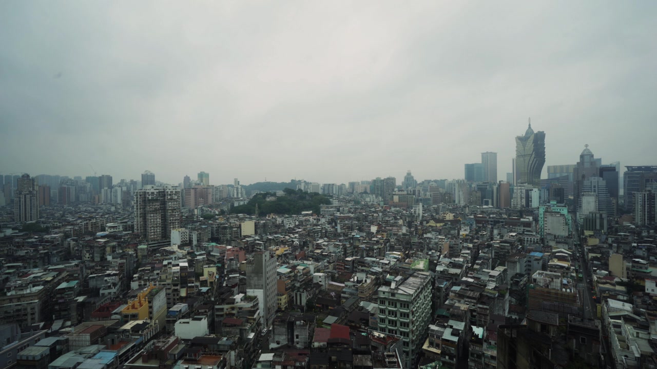 时间流逝，俯瞰澳门城市视频素材画面4