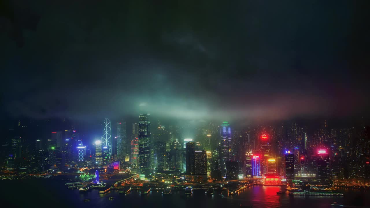 摩天大楼和夜晚的香港视频素材