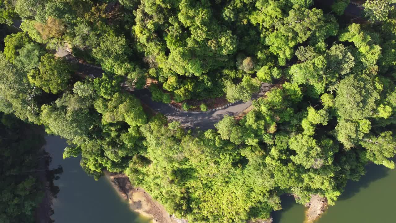 一个男人跑在柏油路在阳光初升的太阳视频素材