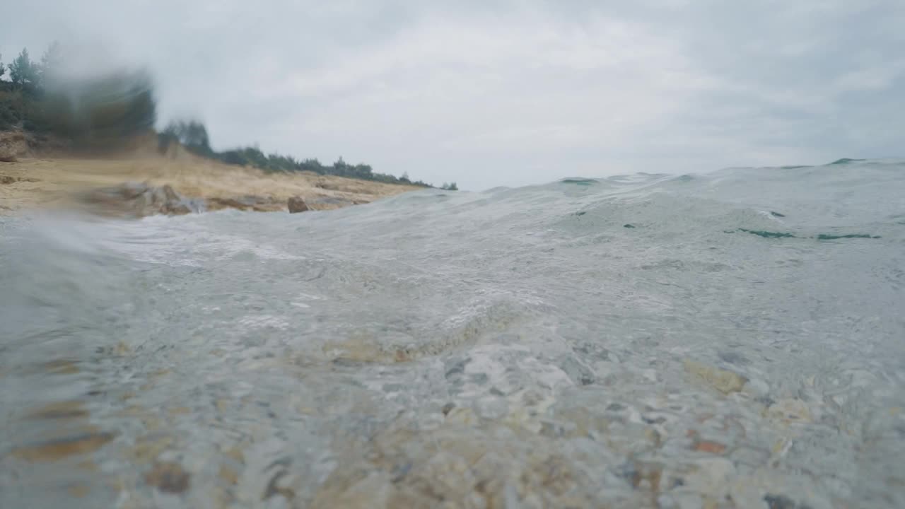 海浪把相机溅到一边视频素材