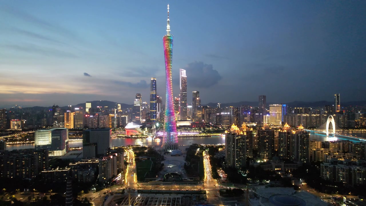 俯视图广州塔在广州，中国视频素材画面3