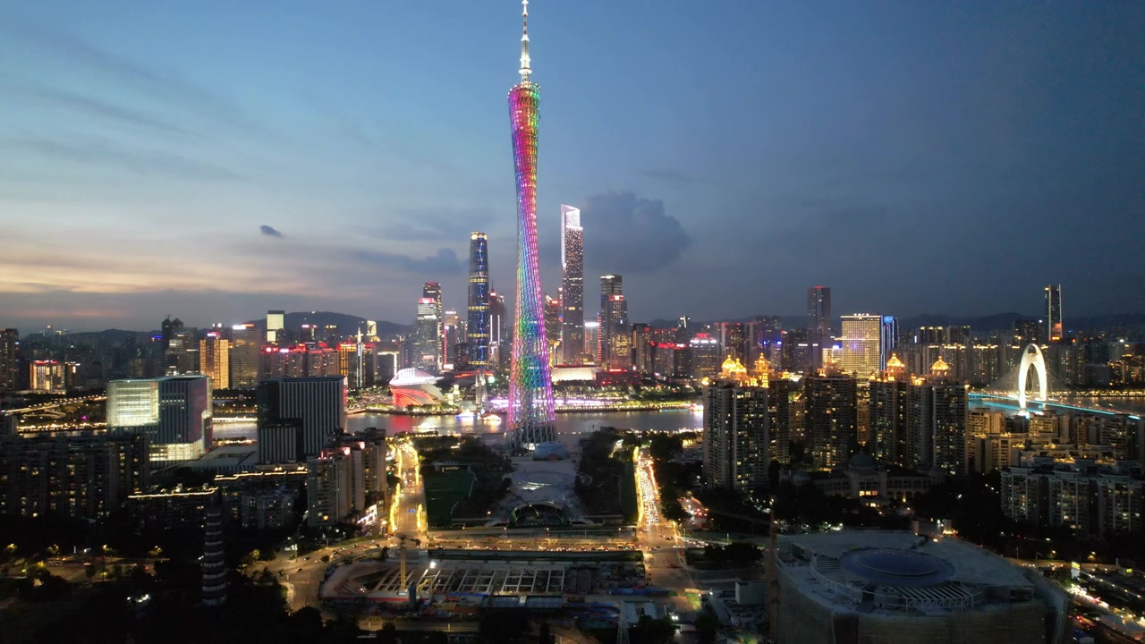俯视图广州塔在广州，中国视频素材画面4