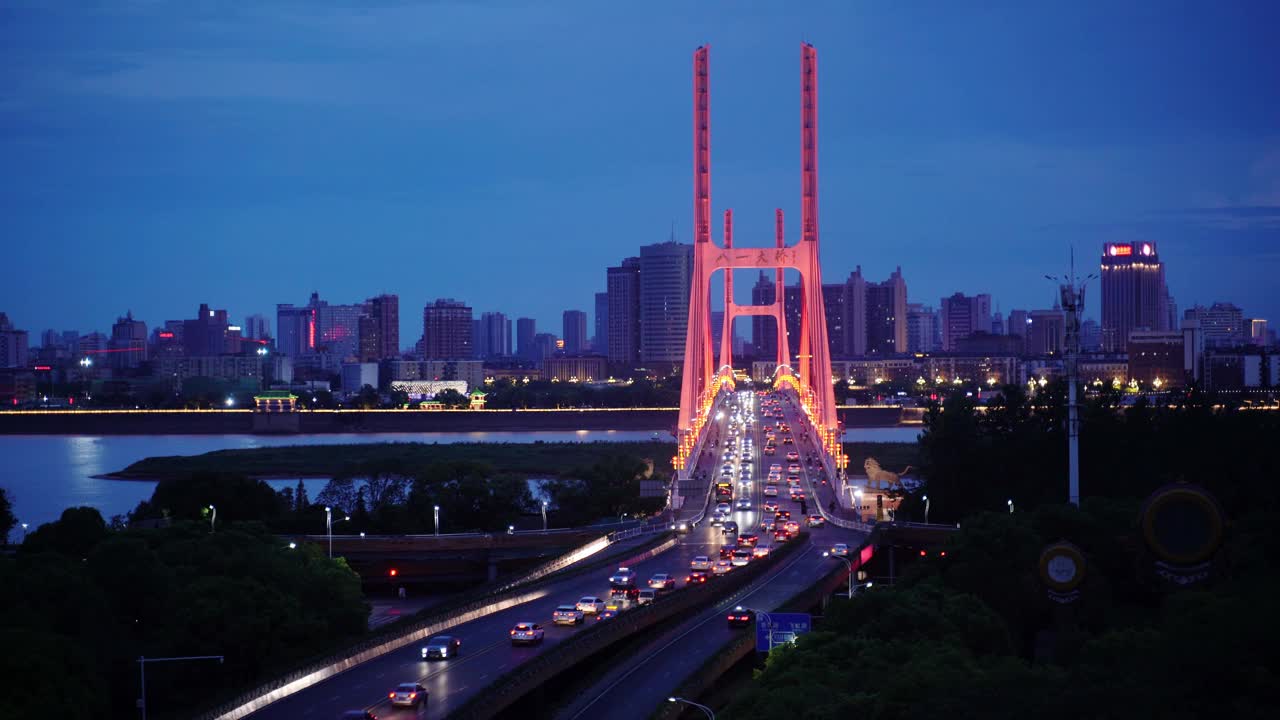 夜景大桥高速公路车辆繁忙视频素材