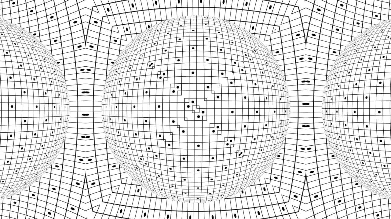 黑白单色光学错觉几何图案，超现实催眠无缝循环运动背景，迷幻时尚装饰虚幻错觉3d渲染动画视频素材