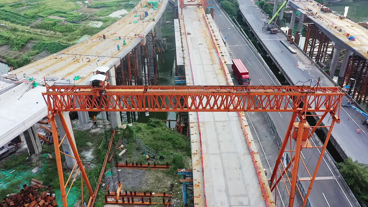 在建的桥梁视频素材