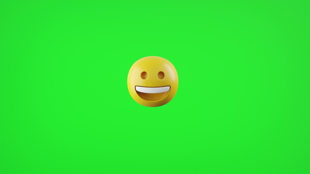 眼睛上有红心的笑脸表情，颜色键背景下有爱的表情视频素材画面1