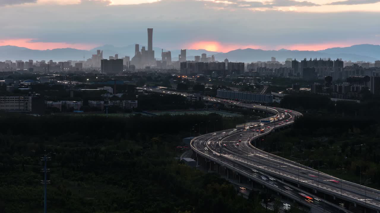 北京CBD天际线日落股票视频视频素材