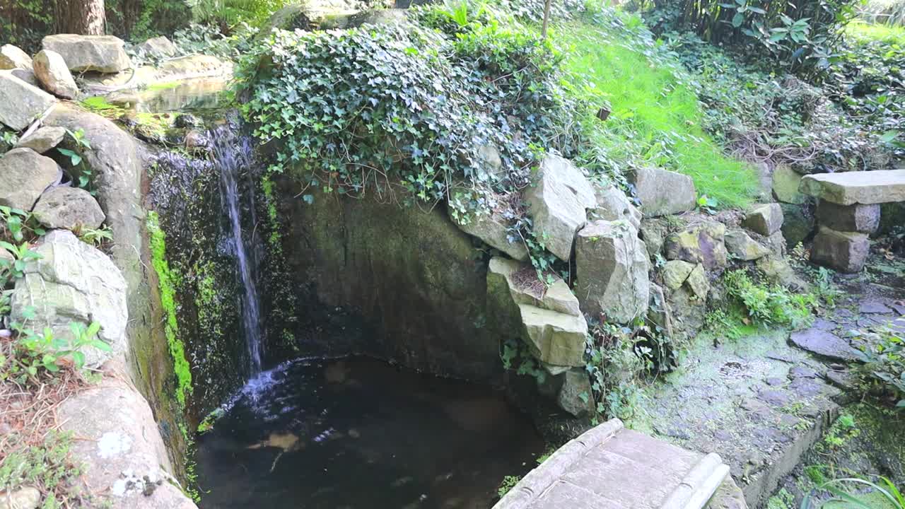 日本禅宗花园瀑布视频素材