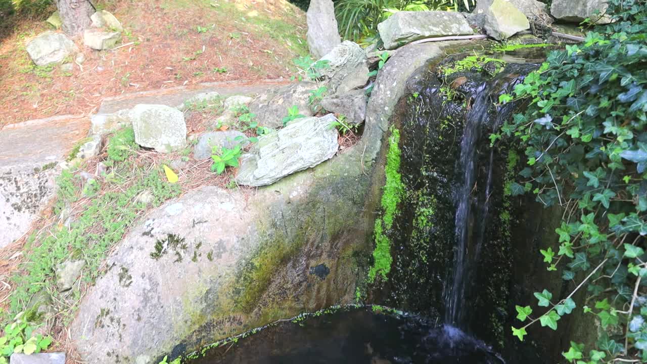 日本禅宗花园瀑布视频素材