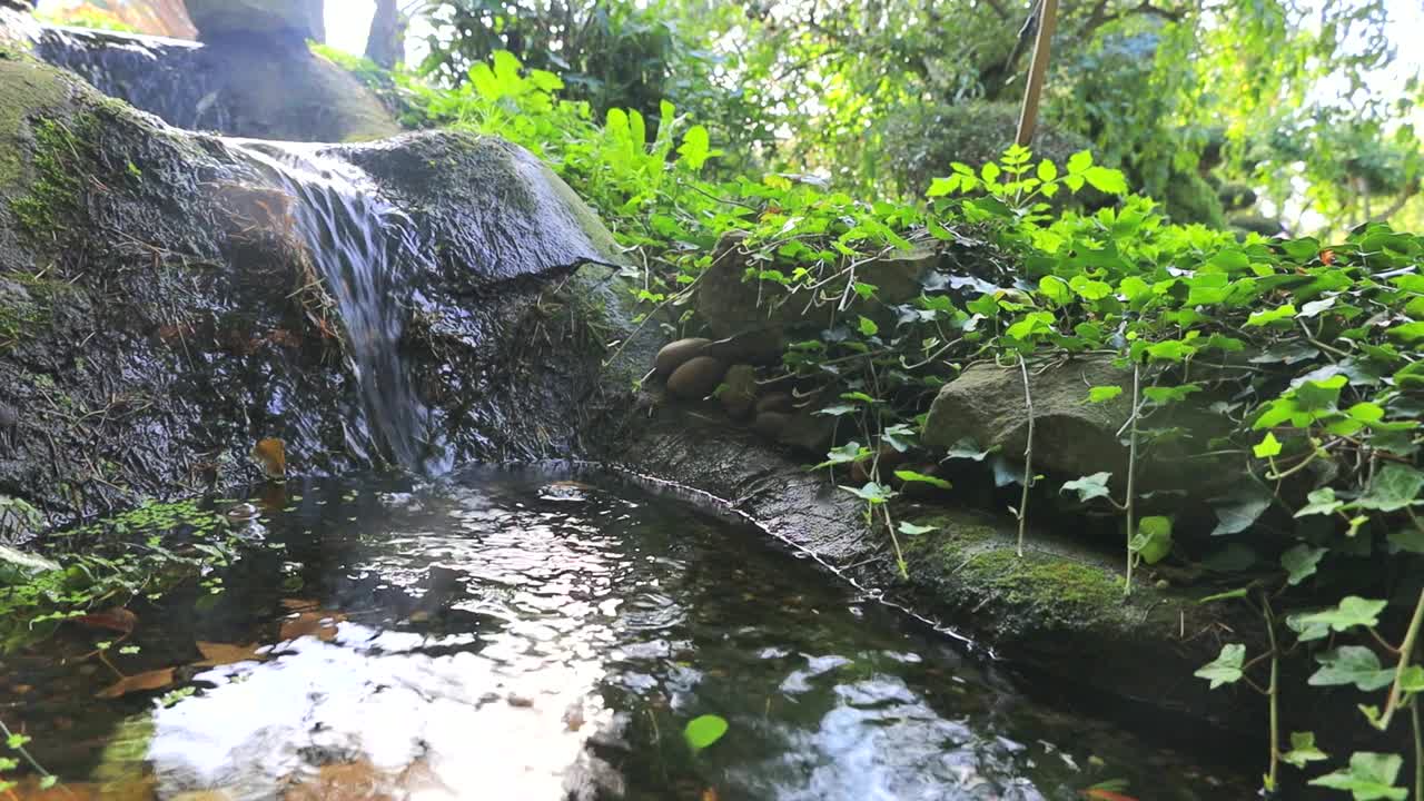 日本禅宗花园瀑布视频素材