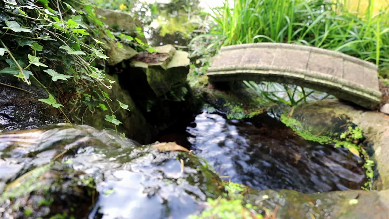 日本禅宗花园瀑布视频素材