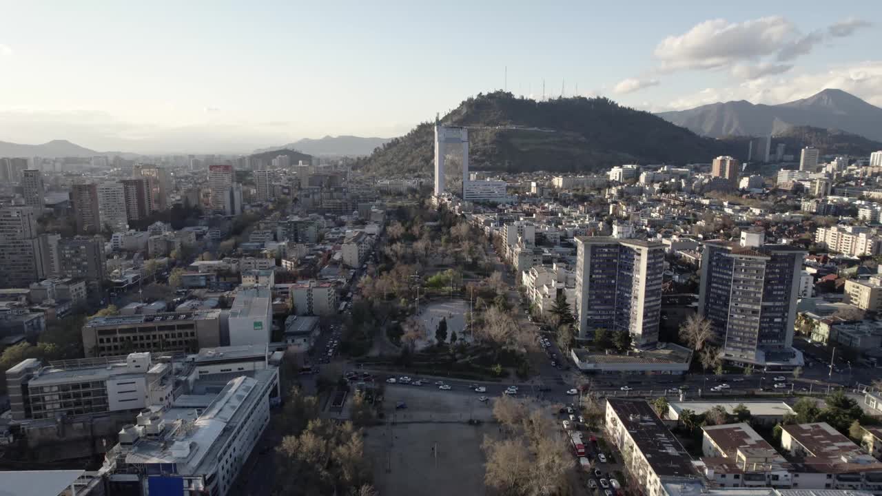 智利圣地亚哥日落鸟瞰图视频素材