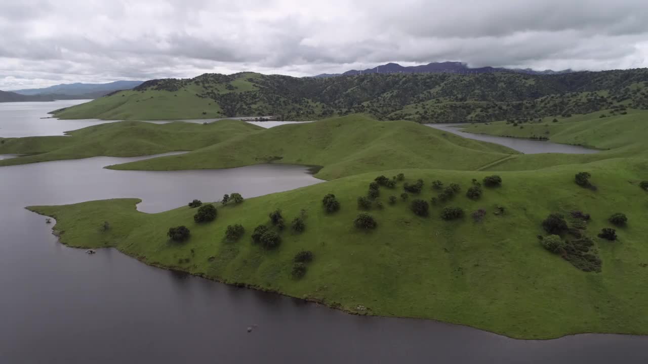 上棉白杨河野生动物区和圣路易斯水库。美丽的自然和景观。绿色区域，多云天空。视频素材