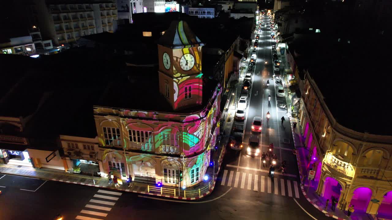 鸟瞰普吉岛旧城，普吉岛，泰国南部视频素材