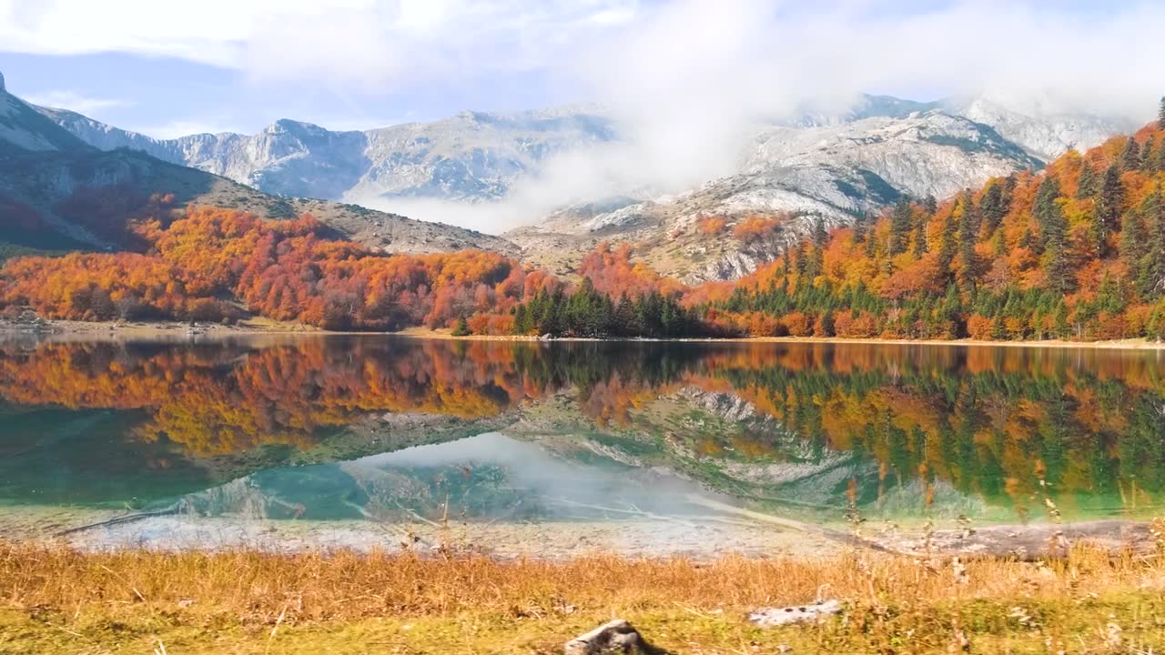 山湖秋天树叶视频素材画面1