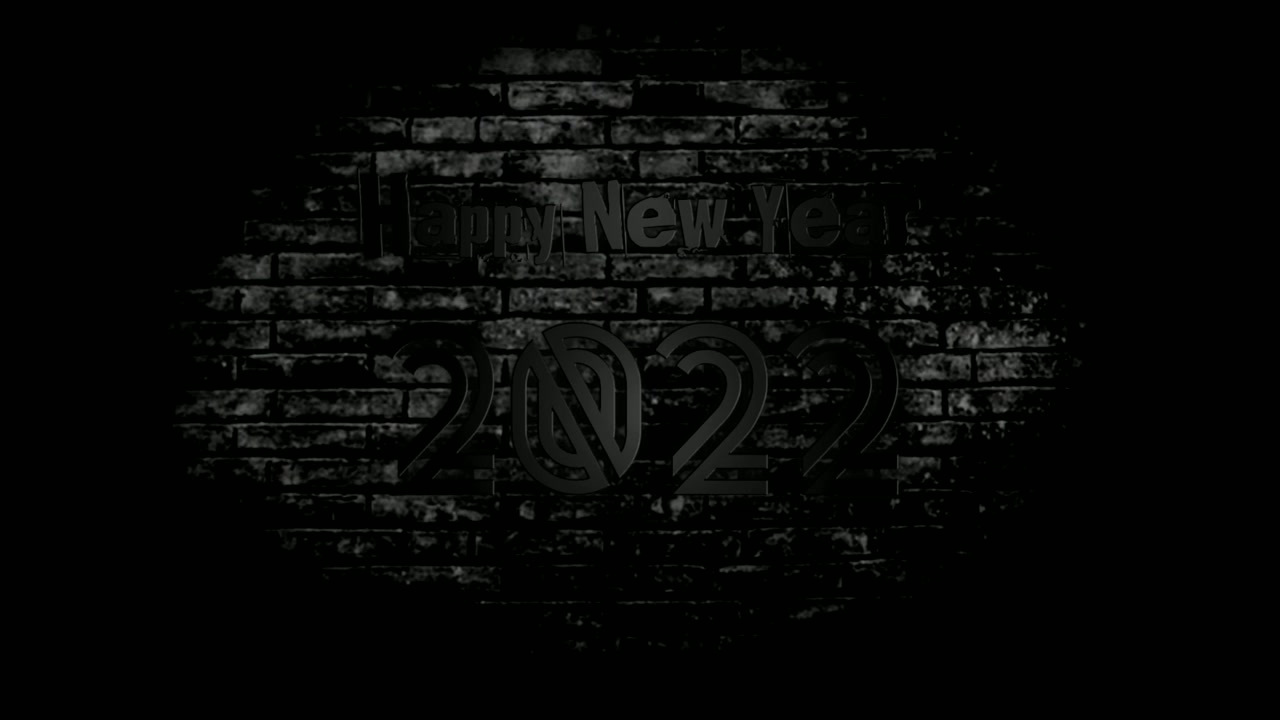 霓虹灯招牌新年快乐2022文字与砖墙背景。现代4 k视频素材画面4