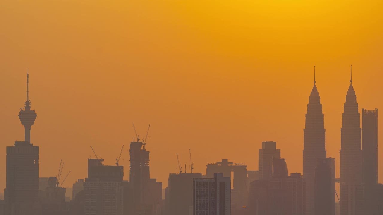 4K吉隆坡市中心壮丽日落的时间流逝视频素材