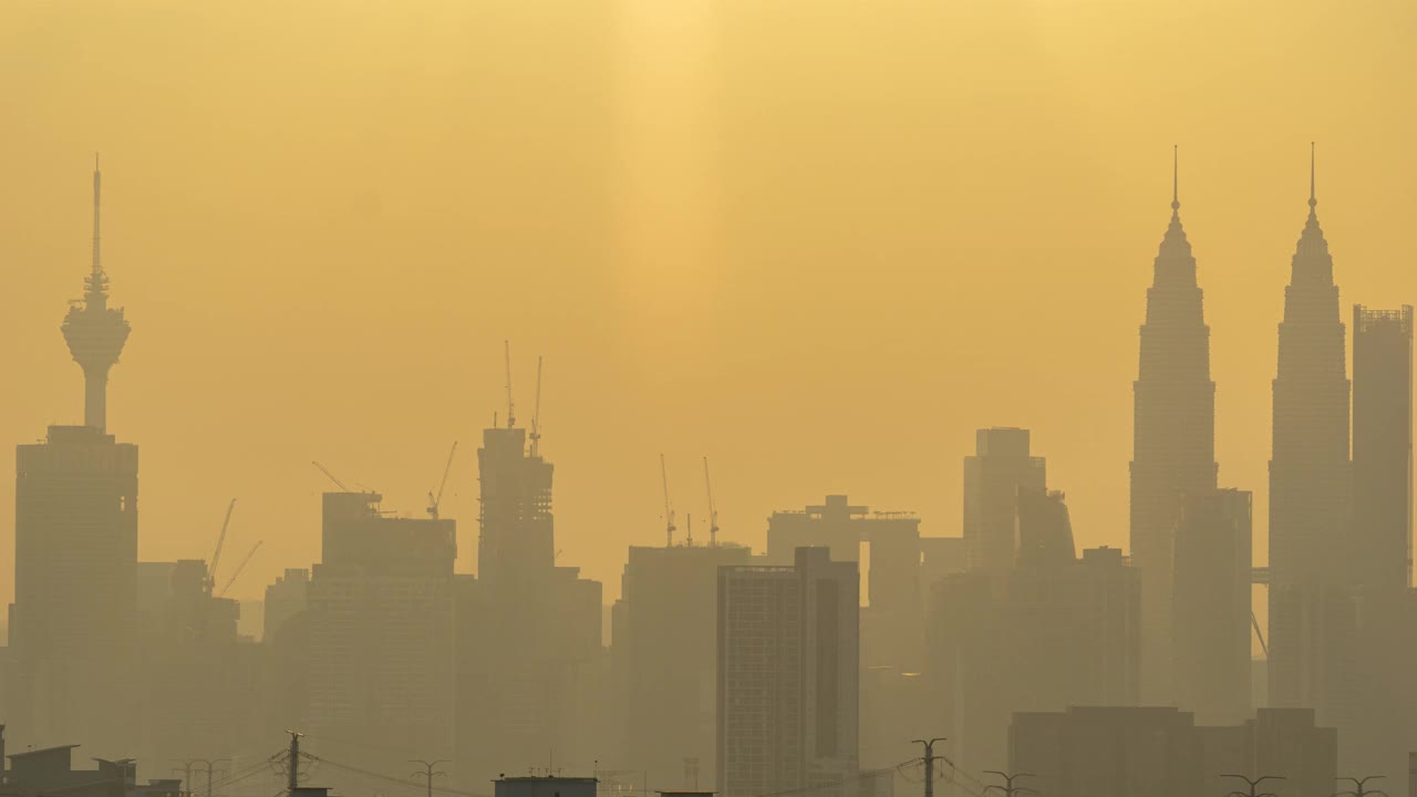 4K吉隆坡市中心壮丽日落的时间流逝视频素材