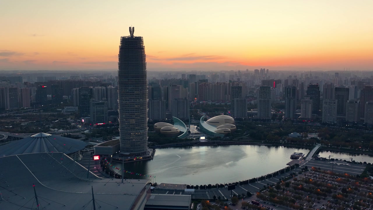 中国河南省郑州市天际线视频素材画面3