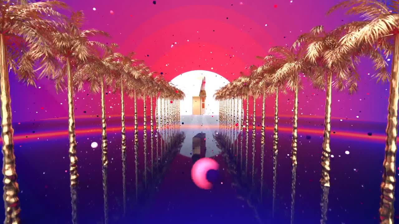 三维运动设计的天堂背景与房子视频素材画面1